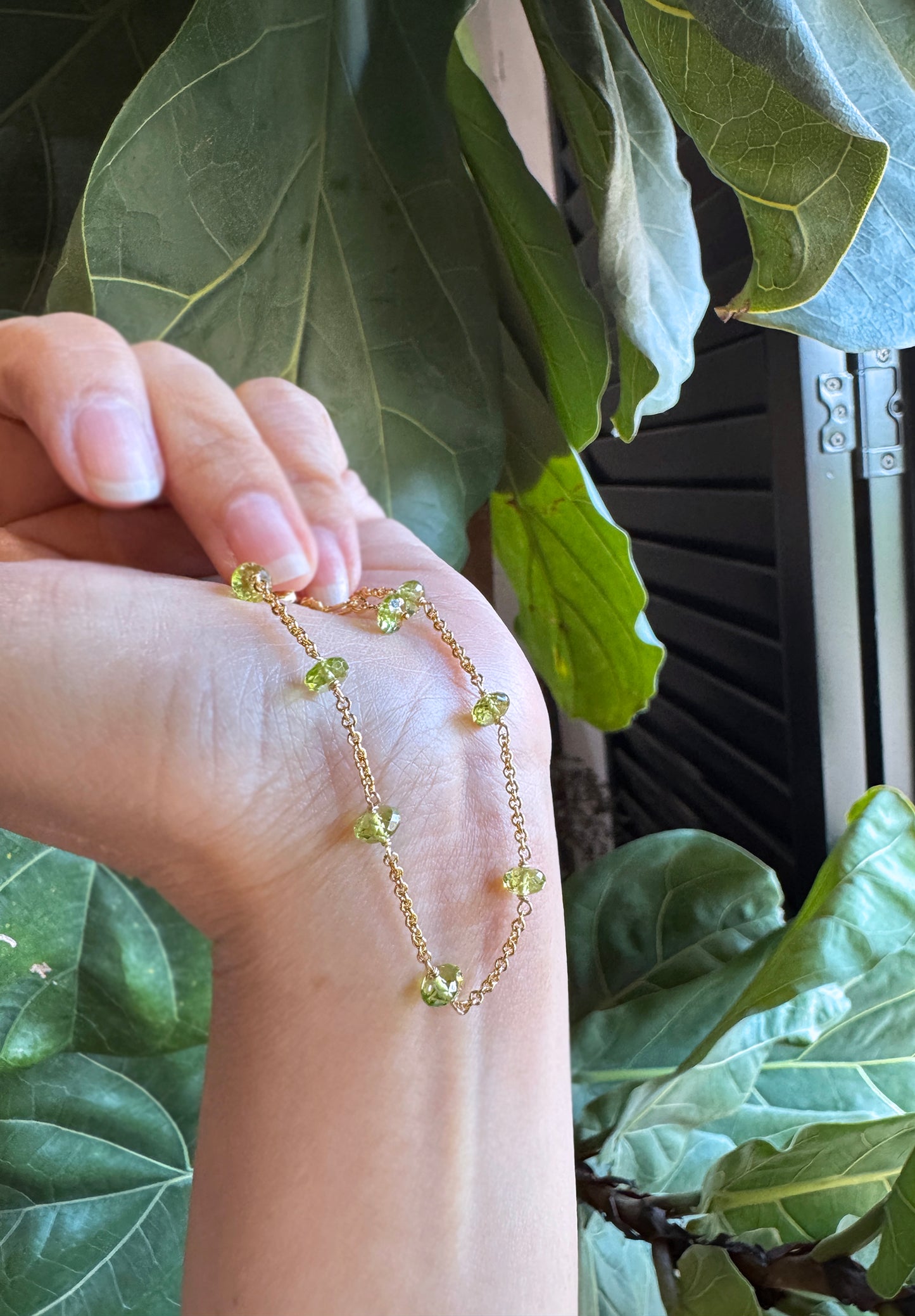 高品質 橄欖石閃亮切面鏈式手環 E102202
