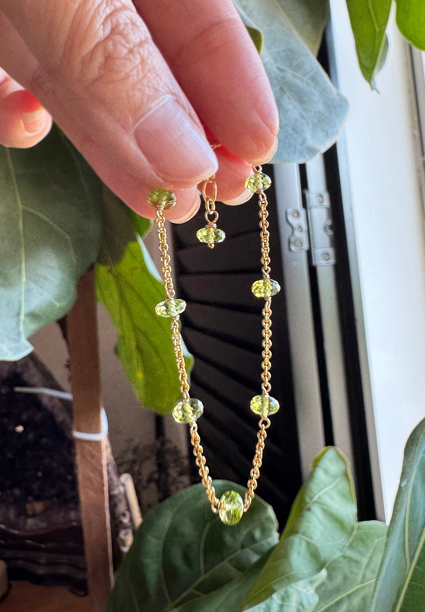 高品質 橄欖石閃亮切面鏈式手環 E102202