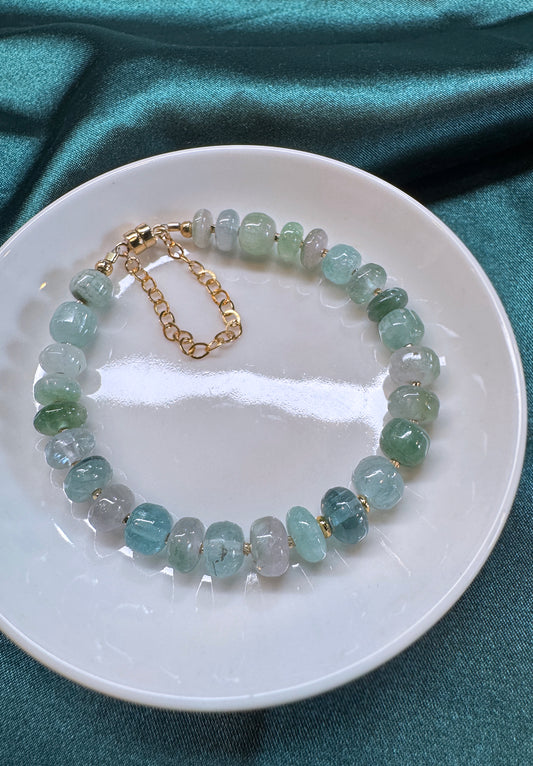 清新優雅｜阿富汗藍綠碧塔珠手鍊 E101601