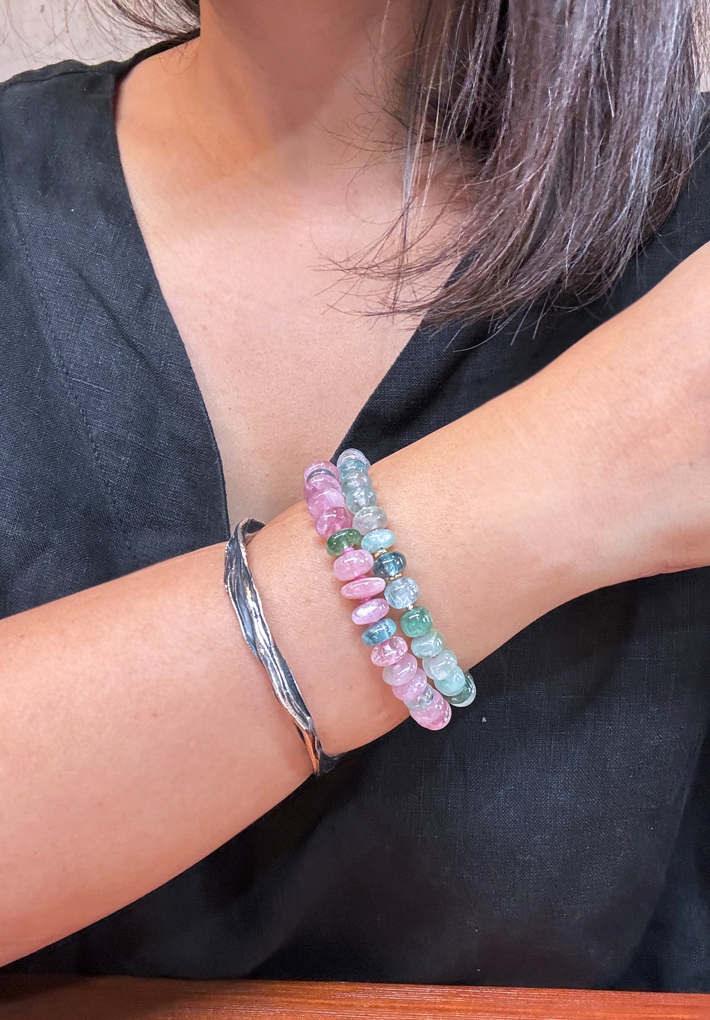 清新優雅｜阿富汗藍綠碧塔珠手鍊 E101601