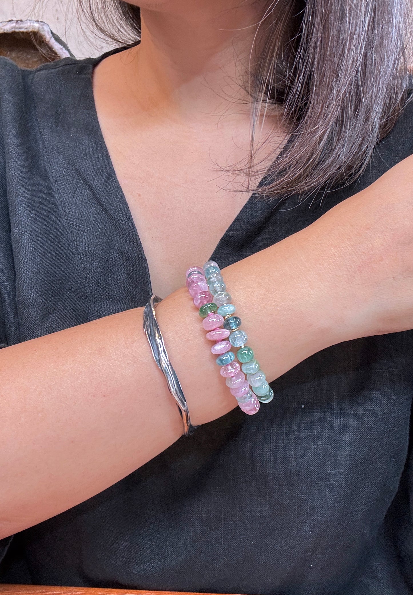 清新優雅｜阿富汗藍綠碧塔珠手鍊 E101601