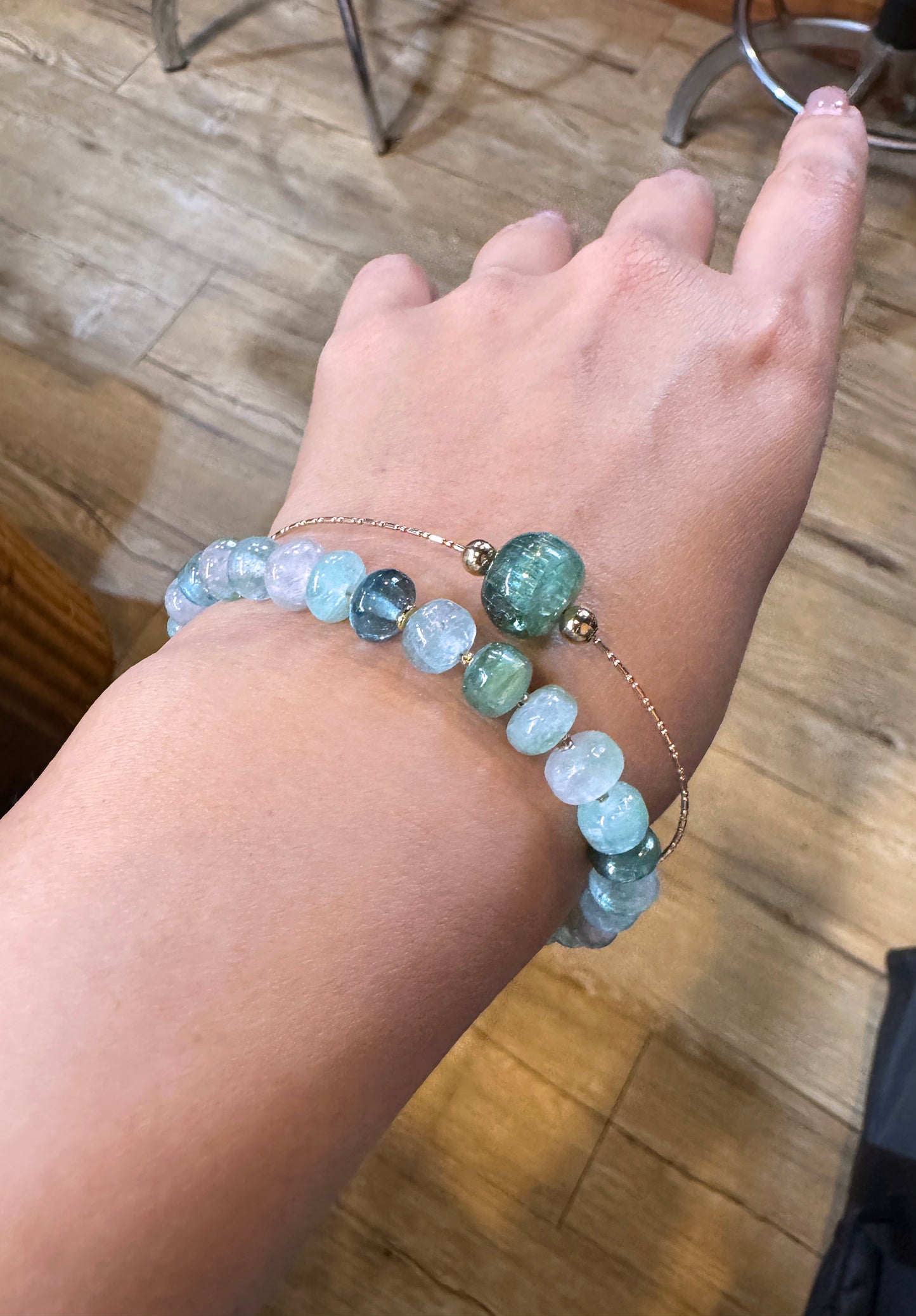 清新優雅｜阿富汗藍綠碧塔珠手鍊 E101601