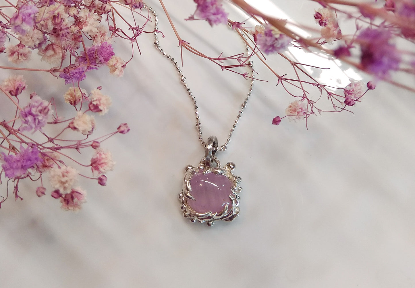 紫鋰輝石 手工銀墜 C011905