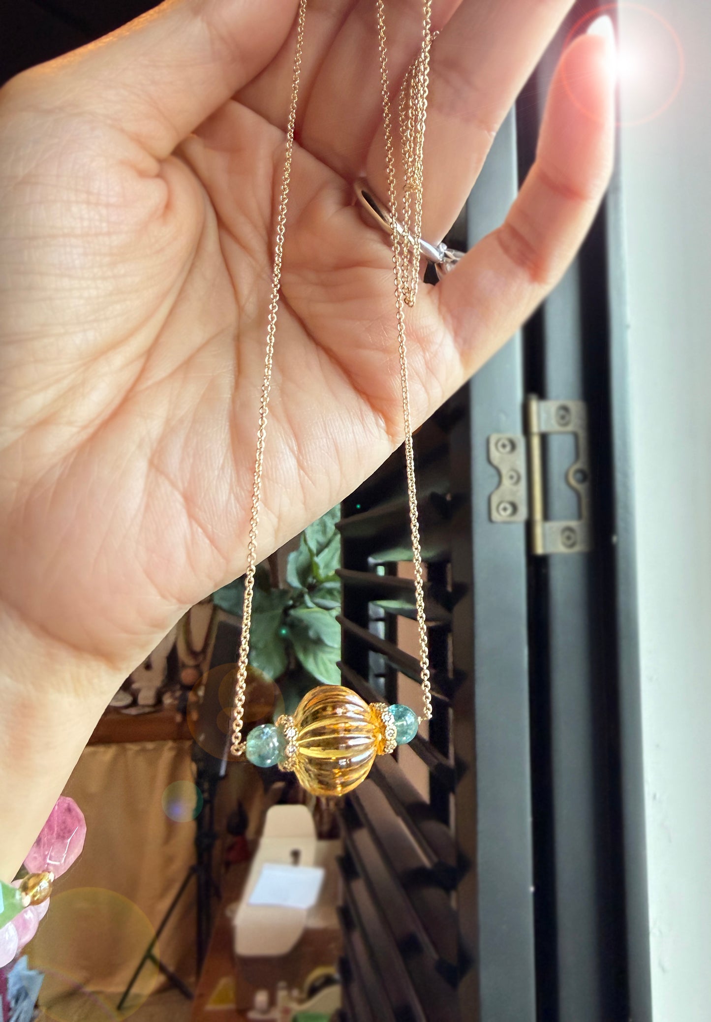 古典華麗｜黃水晶南瓜切割項鏈