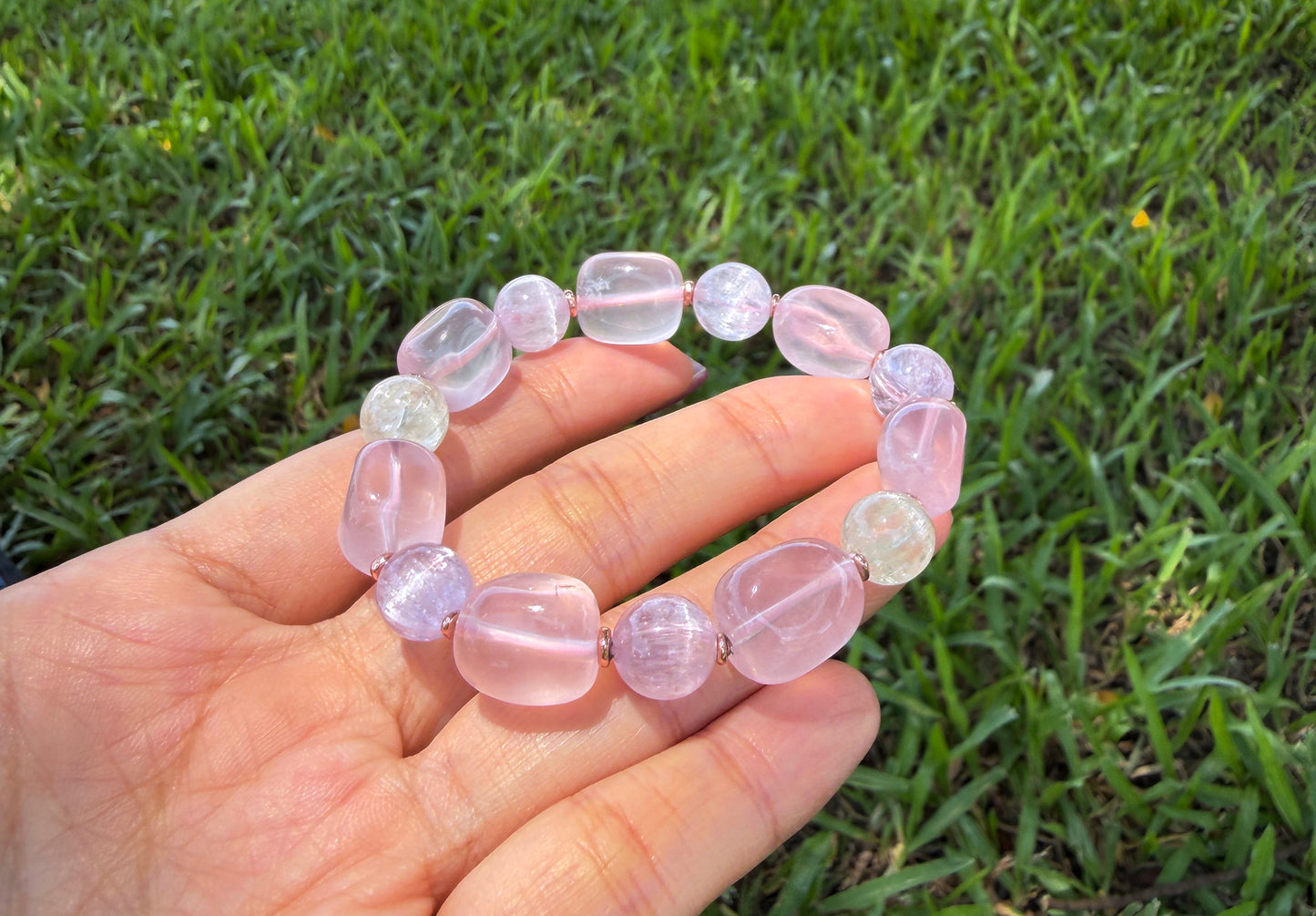 莫桑比克粉晶｜貓眼鋰輝石 手環