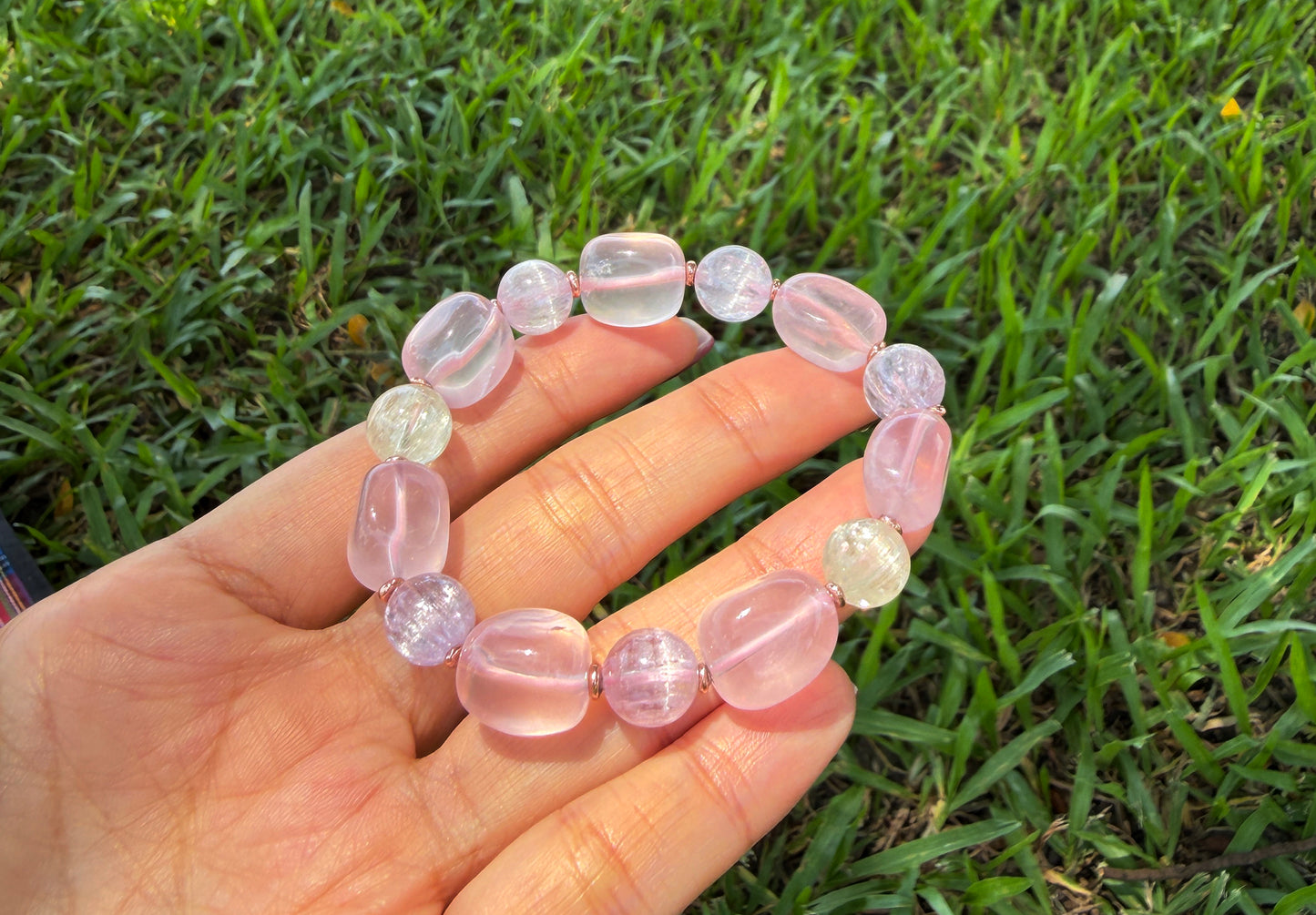 莫桑比克粉晶｜貓眼鋰輝石 手環