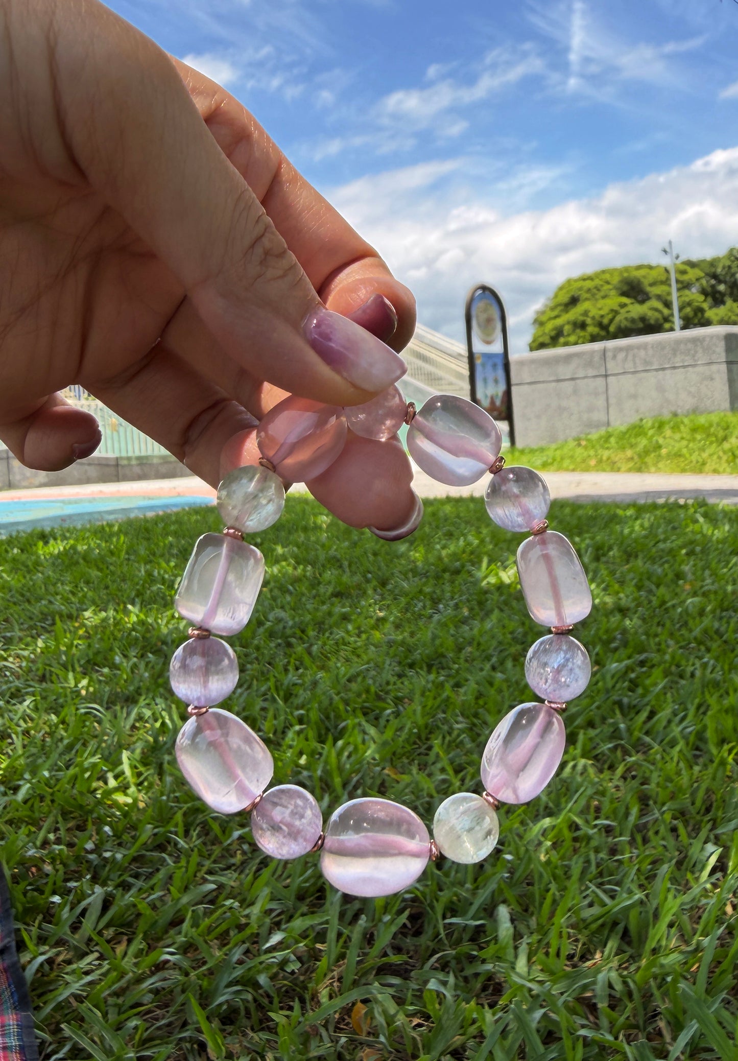 莫桑比克粉晶｜貓眼鋰輝石 手環