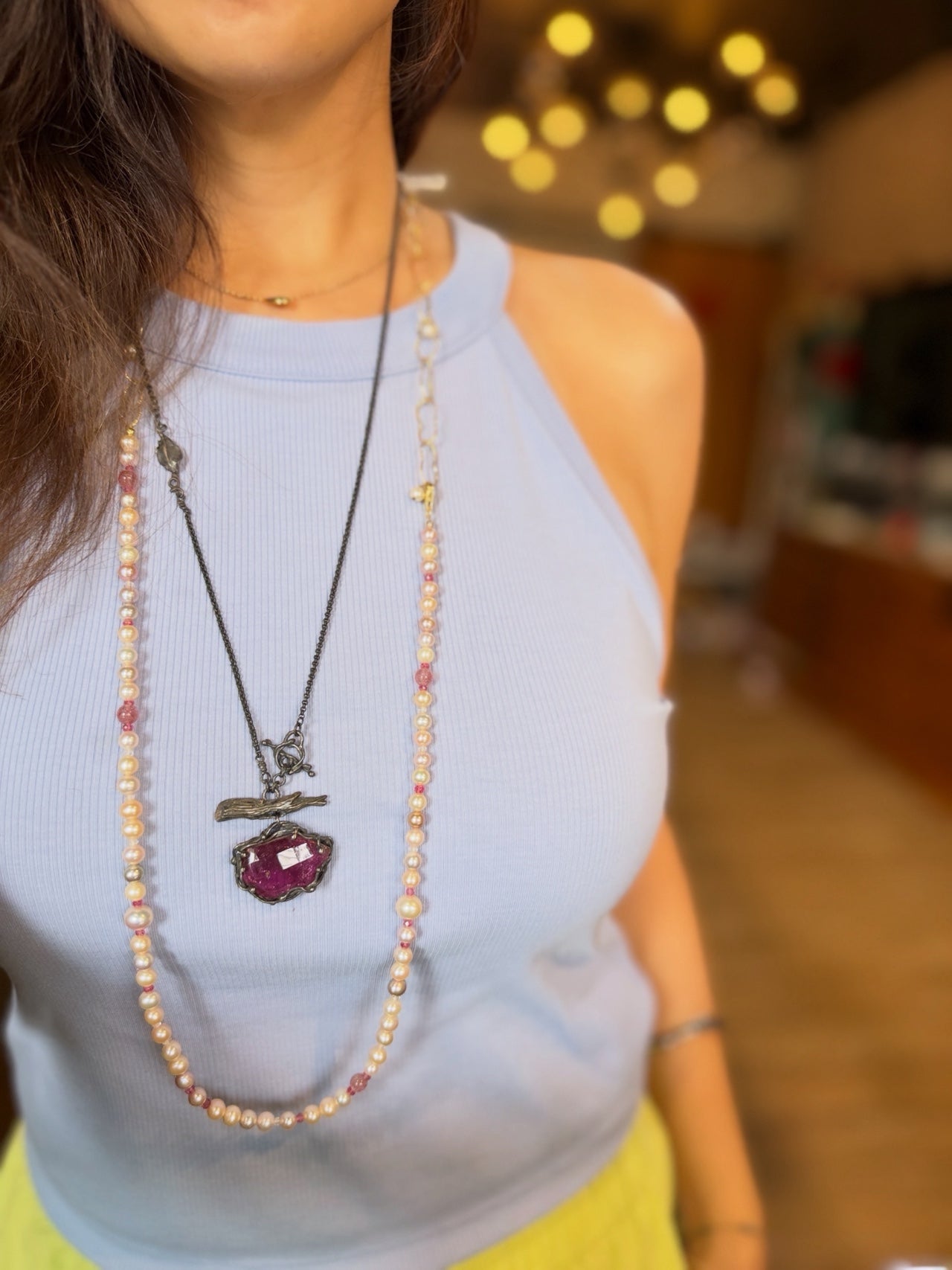 Rubellite ｜玫瑰切割紅寶碧璽 寶石果實墜鍊