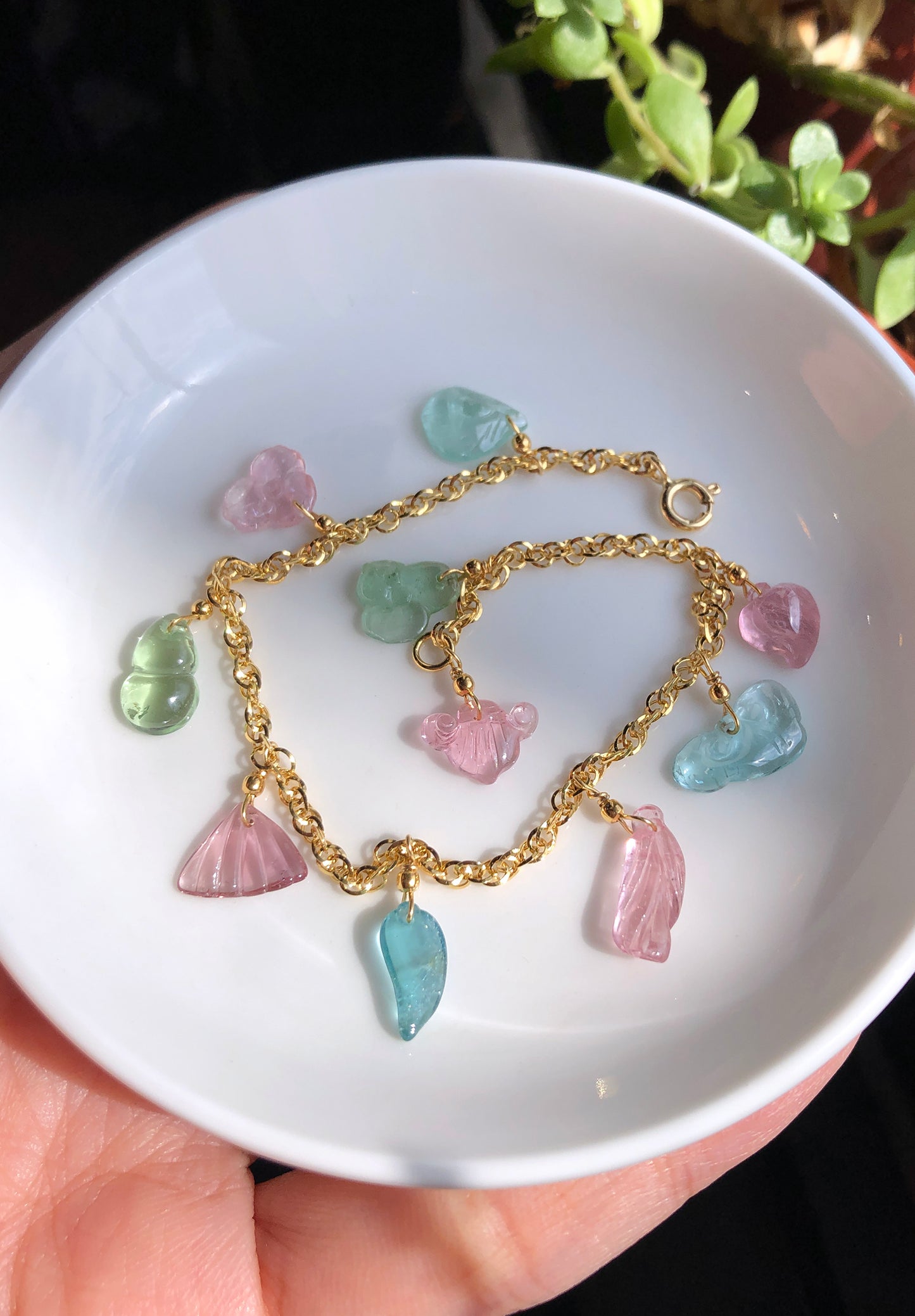 高品質｜如意阿富汗碧璽K金手鍊