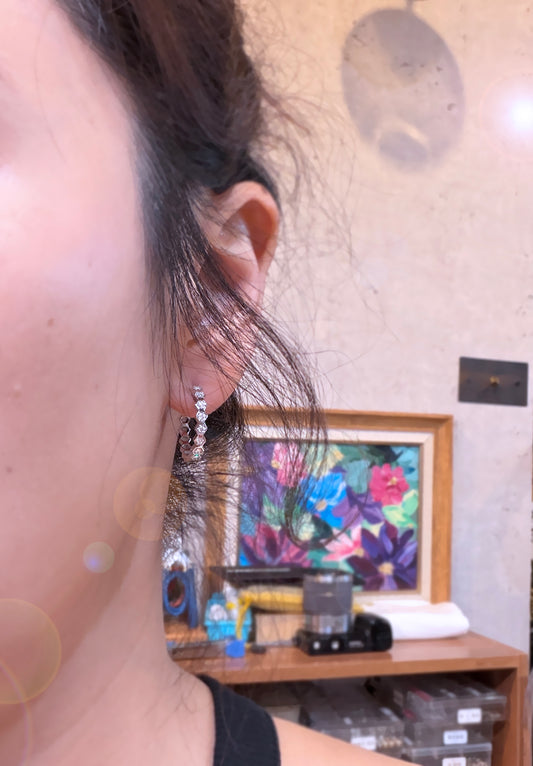 18K｜真鑽 個性耳圈-白Ｋ