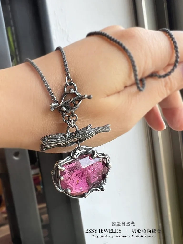 Rubellite ｜玫瑰切割紅寶碧璽 寶石果實墜鍊
