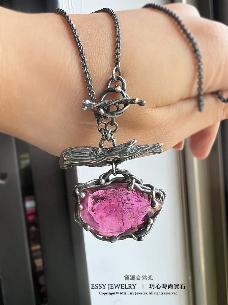 Rubellite ｜玫瑰切割紅寶碧璽 寶石果實墜鍊