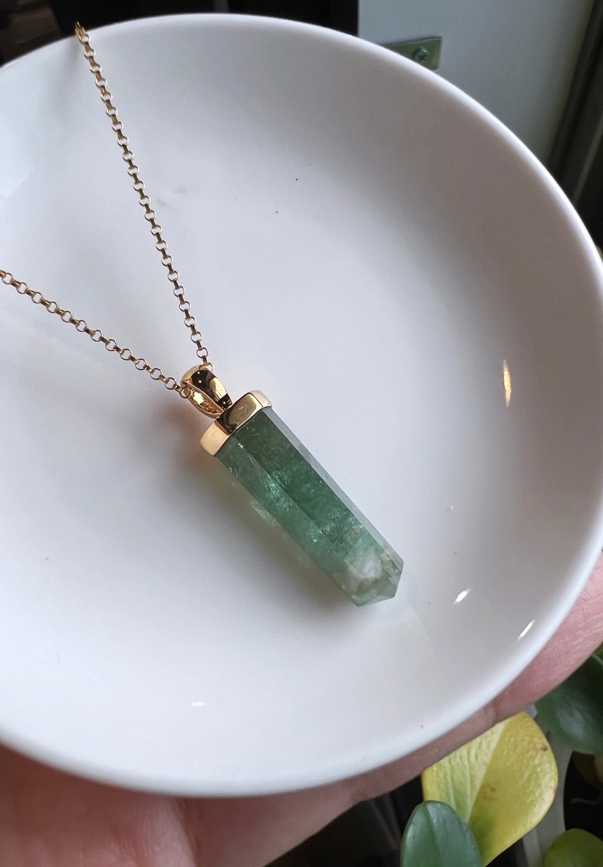 綠碧璽柱 手工銀Ｋ墜 C093002