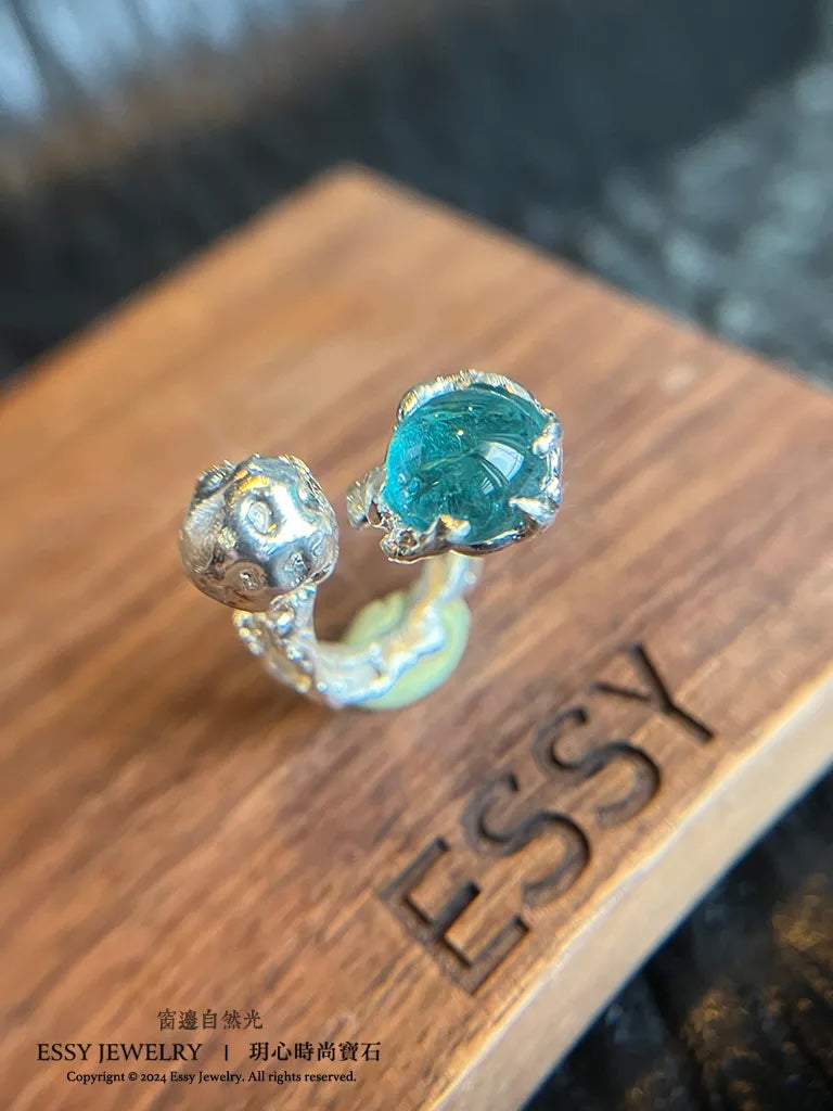 藍碧璽｜純銀自然有機形造型戒指