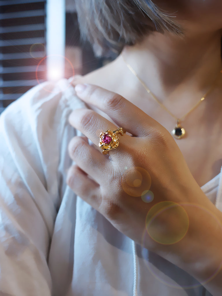 Spinel Bloom｜桃紅尖晶・花語戒