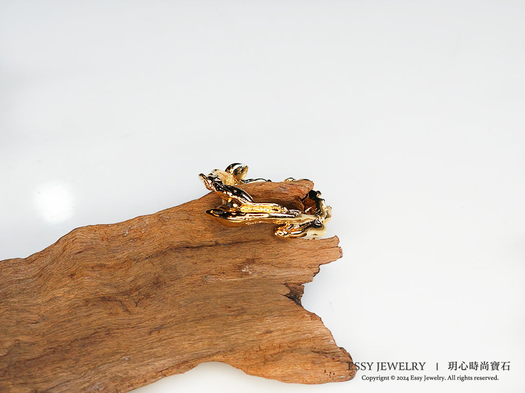 橘彩蛋白石 自然肌理紋 手工純銀戒