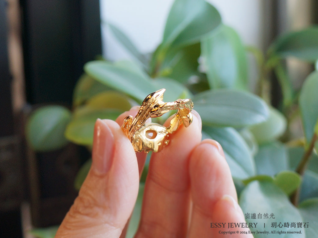 橘彩蛋白石 自然肌理紋 手工純銀戒