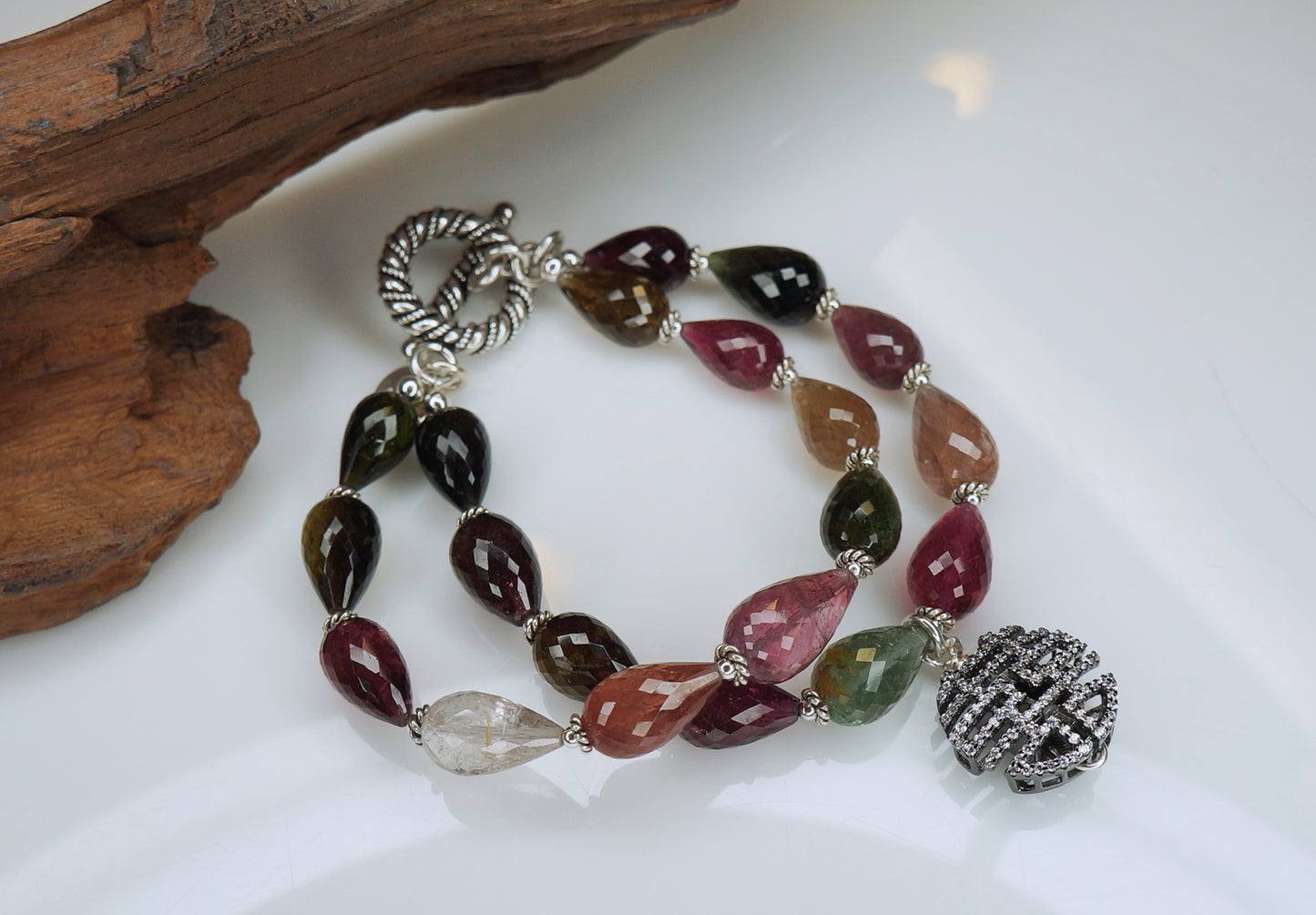 囍｜巴西彩色碧璽胖水滴手鍊