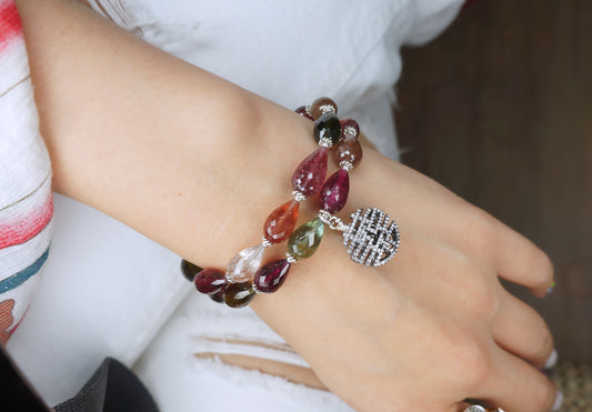 囍｜巴西彩色碧璽胖水滴手鍊